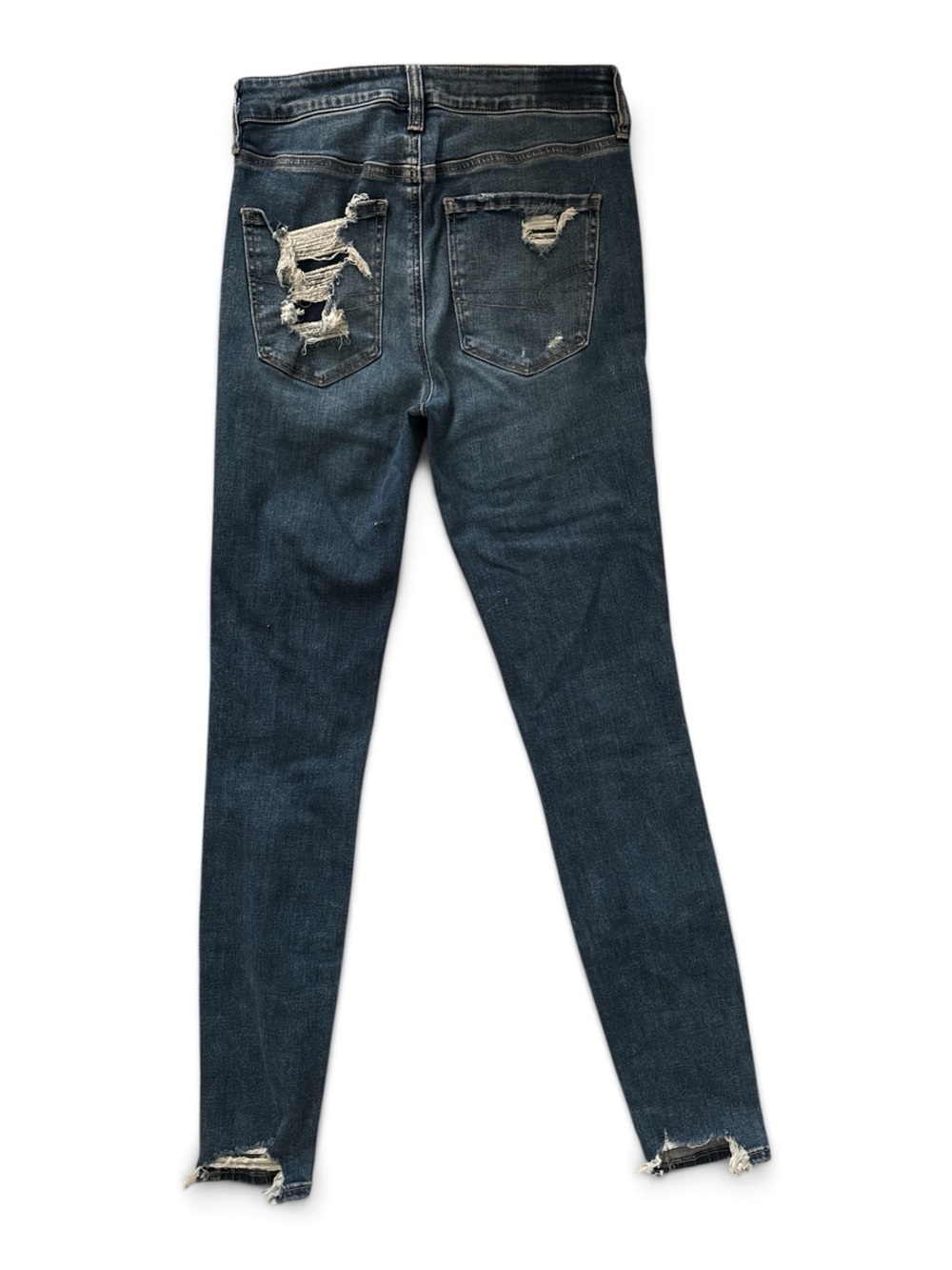 American Eagle Outfitters Ripped Dark Blue High-Rise Skinny Jeans - Picture 5 of 5
